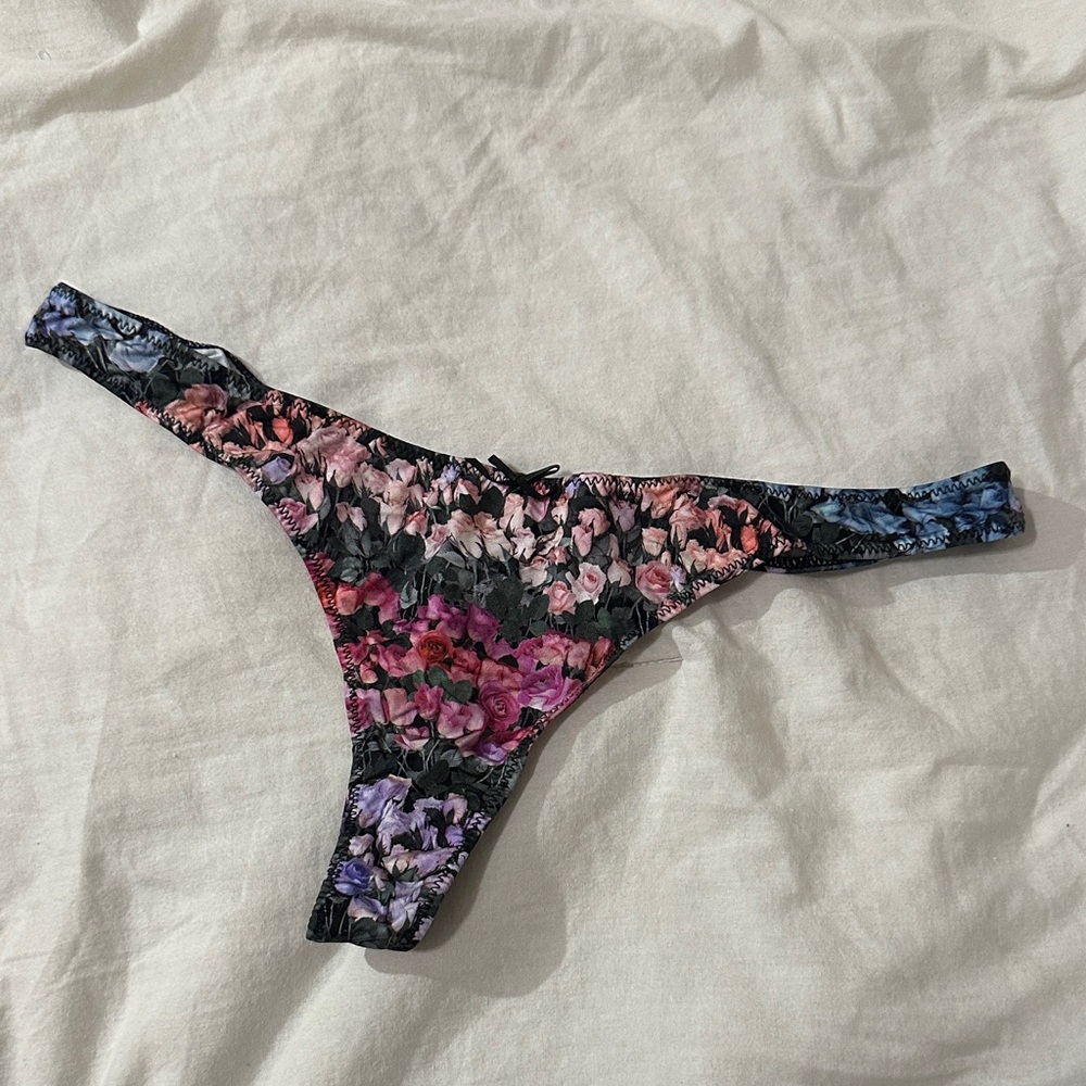 Fleur Du Mal Floral Print Thong